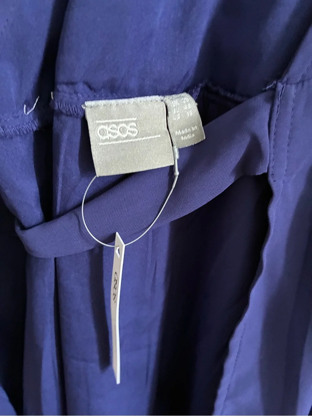 NWT ASOS Deep Navy Embroidered Wrap Kimono Dress with Tie Waist - Size 16 - Picture 10 of 12